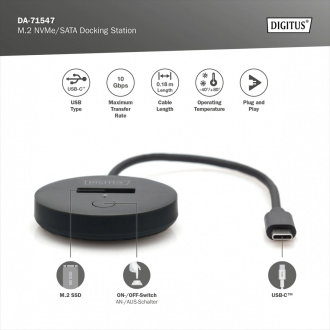 Dokovacia stanica pre SSD M.2 NVMe/SATA USB-C 3.2 Gen2 4TB čierna