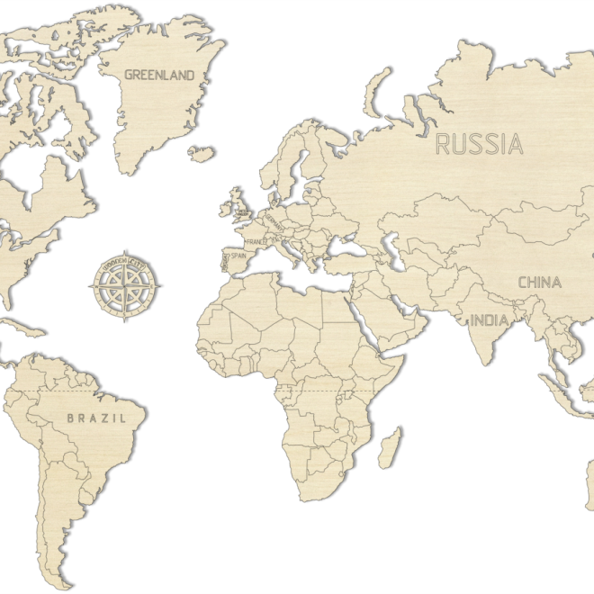Drevené mesto Drevená mapa sveta veľkosť M (57x38cm)