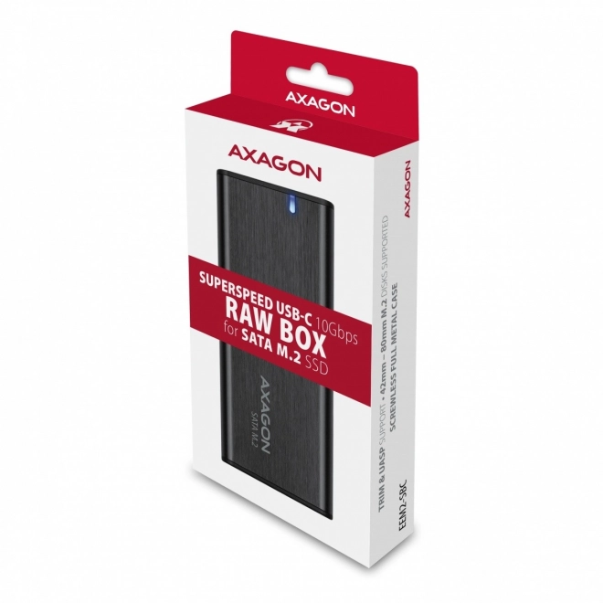 Axagon vonkajší hliníkový box na sata m.2 ssd bez skrutiek usb-c 3.2 gen 2