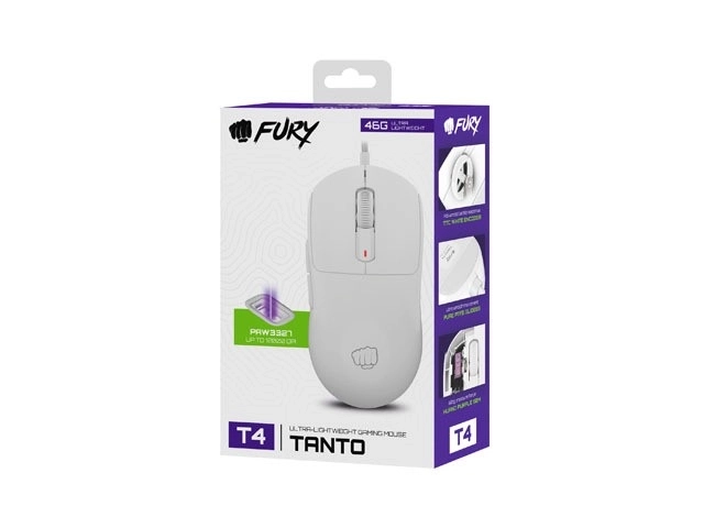 Herná myš Fury Tanto T4 RGB 12000 DPI biela