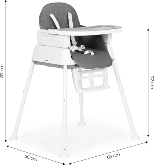 Ecotoys jedálenská stolička 3v1 šedá