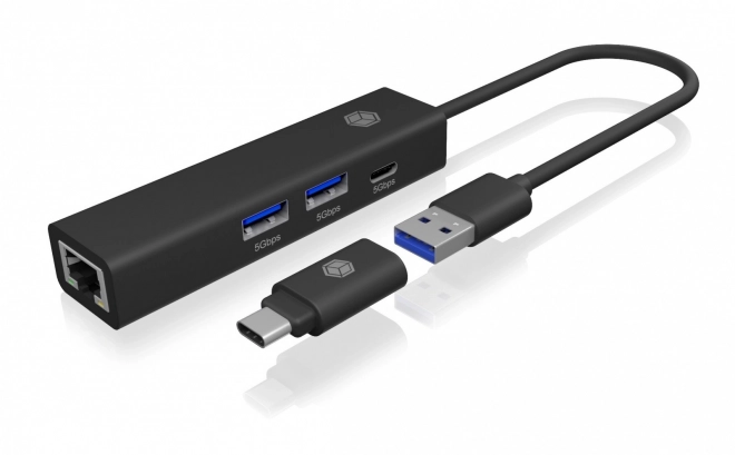 Hub 4v1 s LAN, 1x USB-C, 2x USB-A, 1x LAN