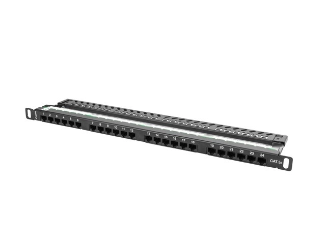 Patch panel 24 portový 0.5U Kat.5E čierny