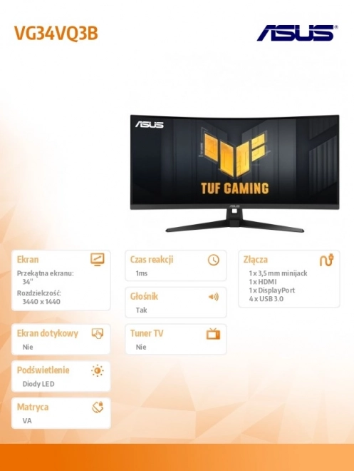 Zakřivený monitor TUF Gaming 34" WQHD 180Hz