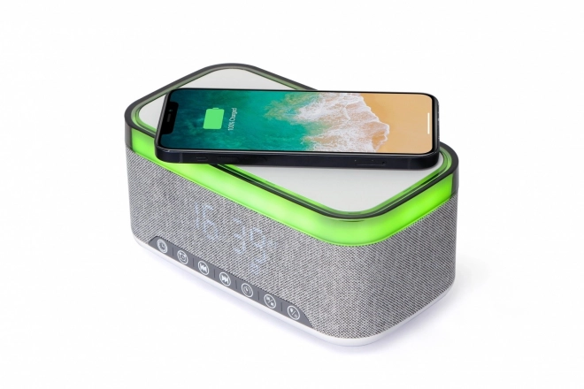 Digitálny budík s bezdrôtovým nabíjaním a DAB/FM rádiom RGB bielo-sivý