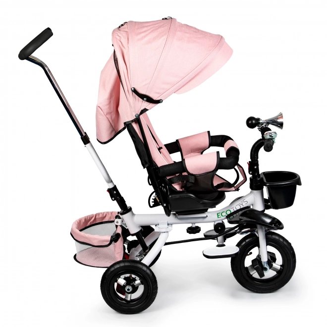 Otočná trojkolka 360° Pink Delux so strieškou