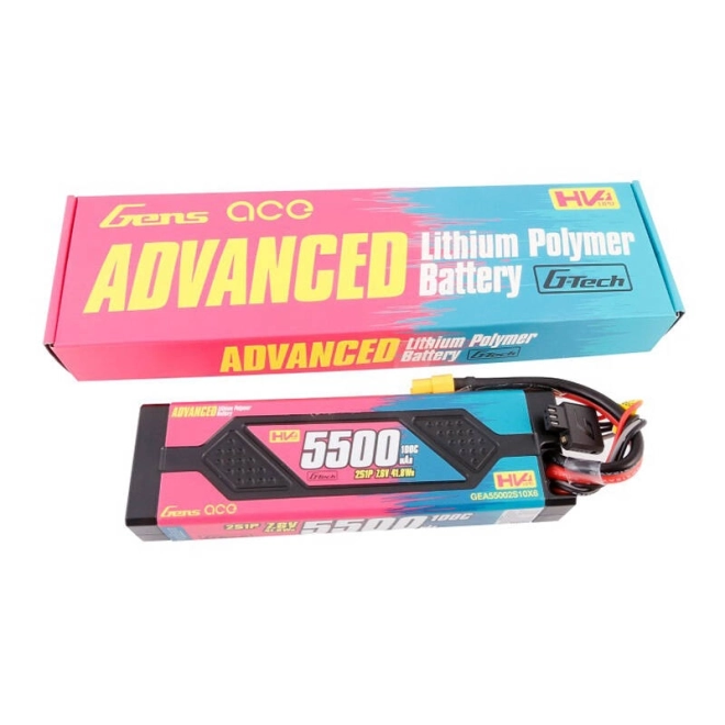 Pokročilá lipo batéria Gens ace 5500mAh 7,6V 100C 2S1P s XT60