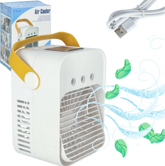 Prenosný stolový mini klimatizér 3v1 na vodu s LED, USB