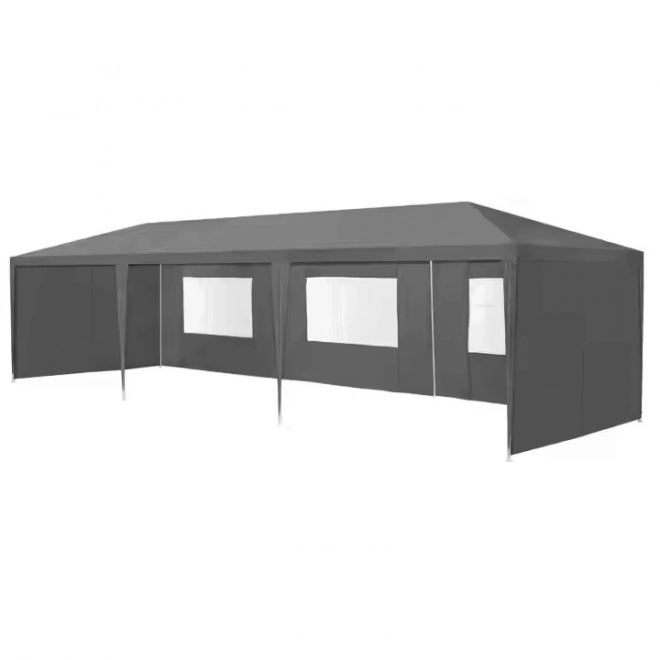 Záhradný pavilónový stan 3x9 m, 8 stien, sivý