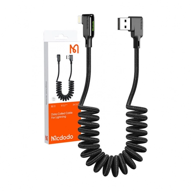 Úhlový USB-Lightning kabel McDodo 1,8 m čierny