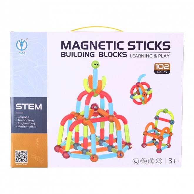 Magnetické stavebné bloky - sada 102 prvkov