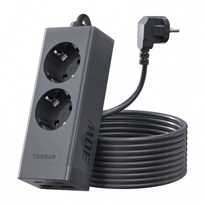 Tessan GaN zásuvkový predlžovač s USB