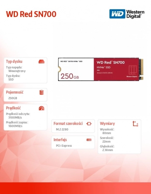 SSD disk WD Red SN700 NVMe 250GB M.2