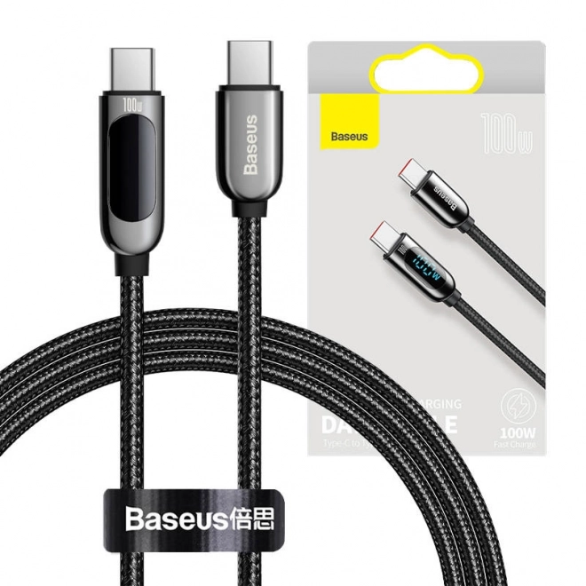 Baseus kábel USB-C na USB-C s displejom 100W 1m čierny