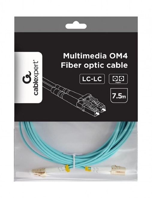 Duplex multimódový svetelný kábel OM4 50/125, LC/LC, 7,5m