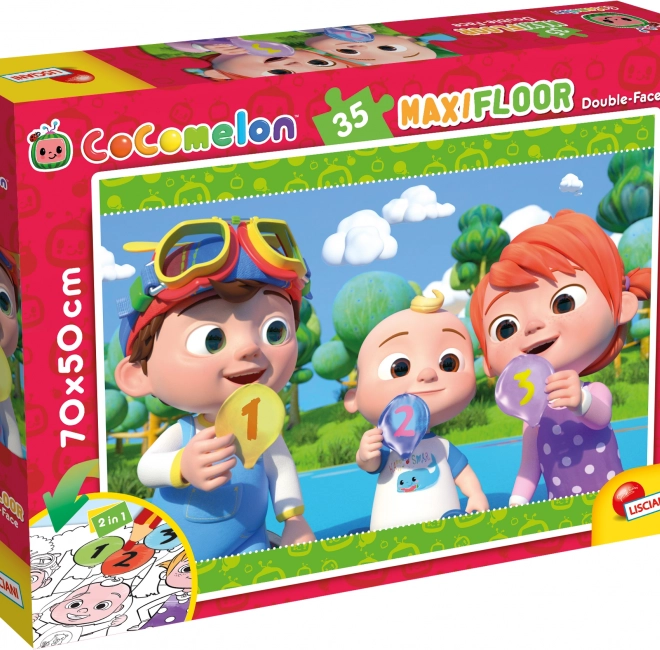 Obojstranné maxi puzzle COCOMELON 2v1, 35 dielikov, 70 × 50 cm
