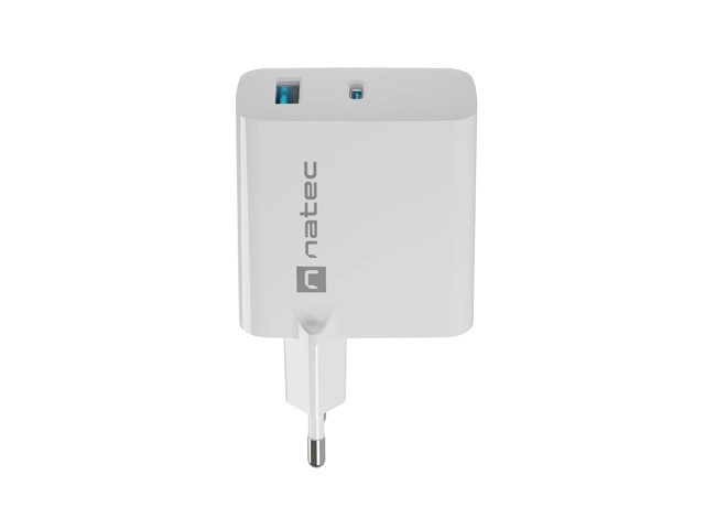Nabíjačka Natec Ribera GAN 1X USB-A + 1X USB-C 45W biela