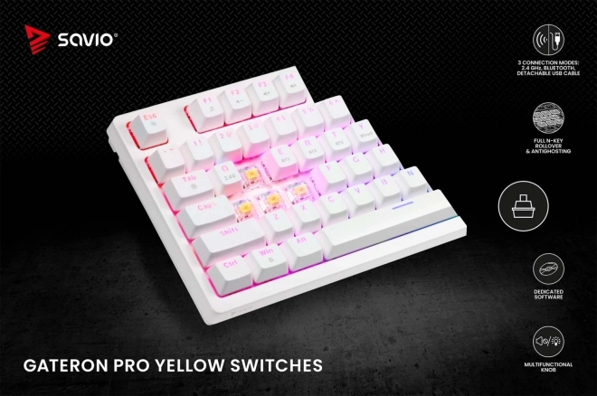 Bezdrôtová mechanická klávesnica Phenix White s prepínačmi Gateron Red Pro