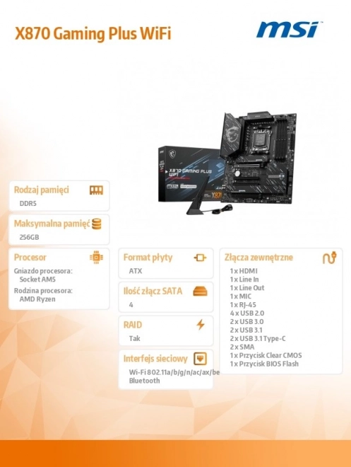 Základná doska MSI X870 Gaming Plus Wifi