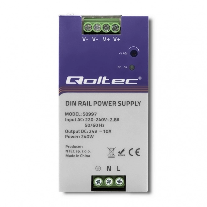 Napájací zdroj na DIN lištu 240W 24V značky Qoltec