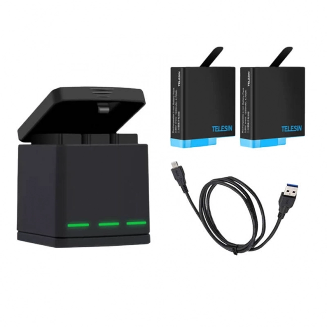 Trojitý nabíjací box pre GoPro Hero 8 s dvoma batériami