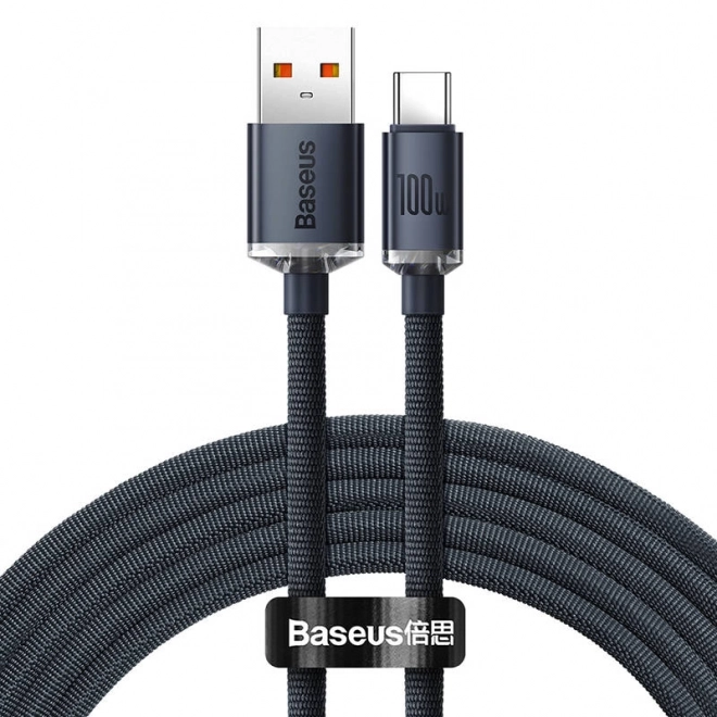 Baseus Crystal Shine kábel USB na USB-C, 100W, 1,2 m (čierny)