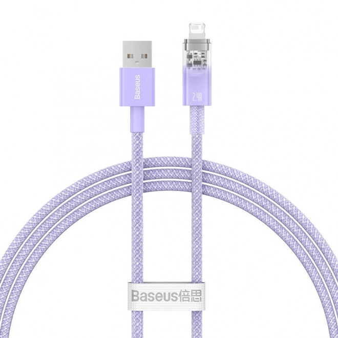 Rýchlonabíjací kábel Baseus USB-A na Lightning Explorer Series 1 m 2,4 A (fialový)