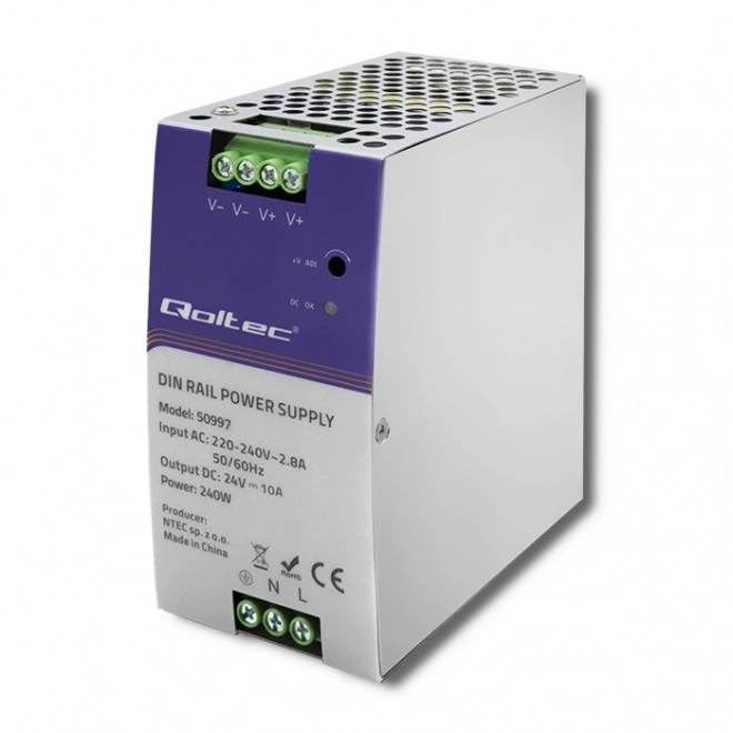 Napájací zdroj na DIN lištu 240W 24V značky Qoltec