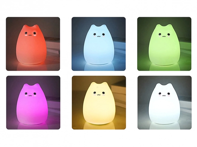 Detské led nočné svetlo rgb cat touch silikón