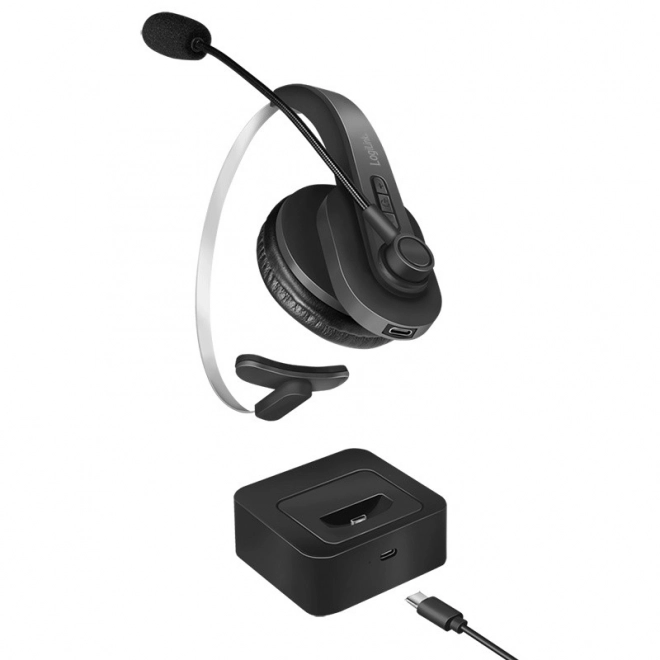 Bluetooth slúchadlo s mikrofónom a nabíjacou stanicou