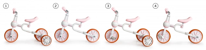 Odrážadlo 4v1 s pedálmi a bočnými kolieskami ružové Ecotoys