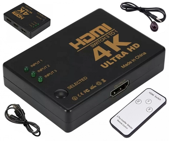 HDMI Prepínač s Diaľkovým Ovládačom a LED Indikátormi