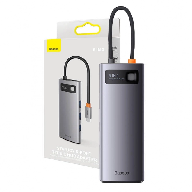 Rozbočovač 6v1 Baseus StarJoy USB-C na 3x USB 3.0 + HDMI + USB-C PD + RJ45