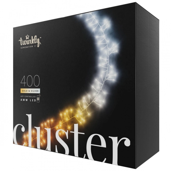Inteligentné LED svetlá Twinkly Cluster 400 LED, 6m, IP44, čierny kábel