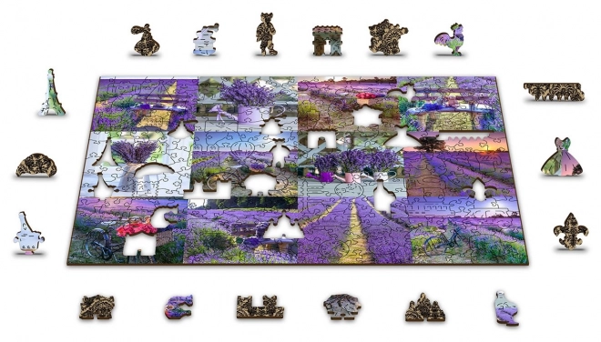 Drevené puzzle Levanduľové Francúzsko 2v1, 300 dielikov