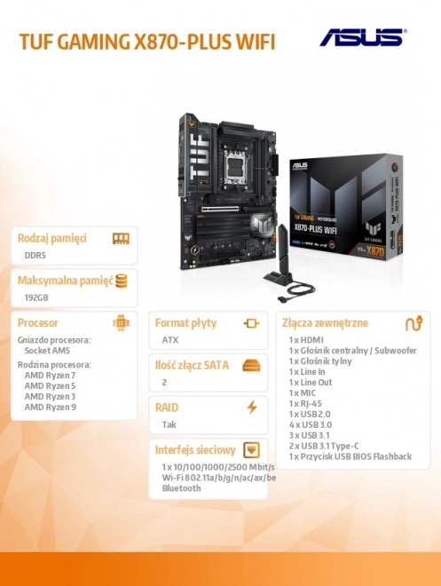 Základná doska Asus TUF GAMING X870-PLUS WIFI AM5