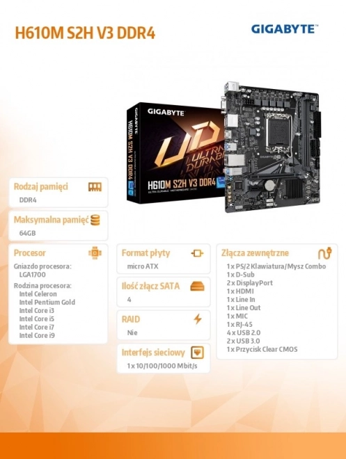 Základná doska Gigabyte H610M S2H V3 DDR4