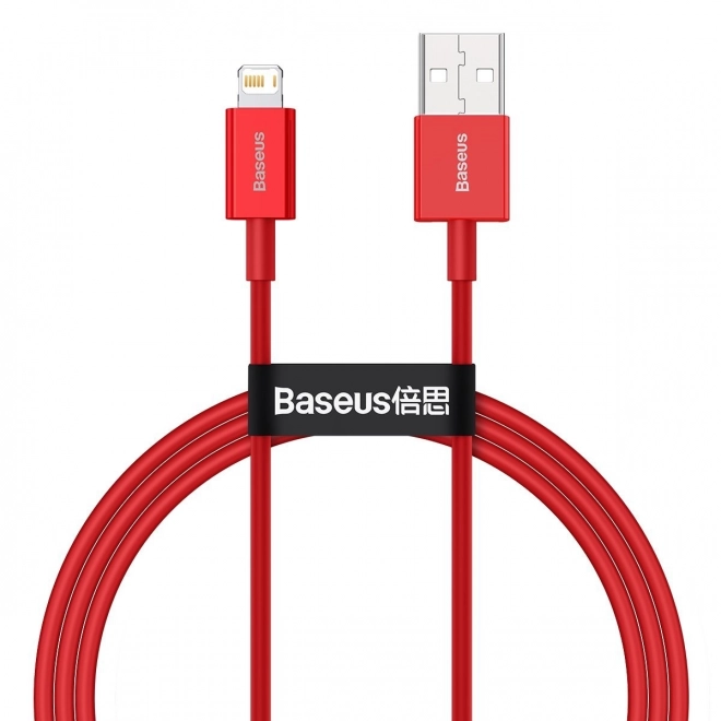 Červený USB kábel pre Apple zariadenia 2,4A 1m