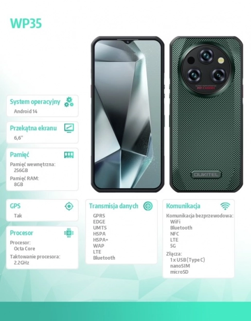 Smartfón WP35 8/256GB 11000 mAh DualSIM zelený