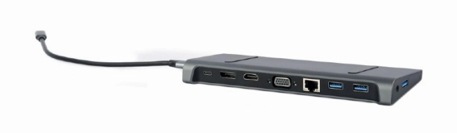Adaptér USB-C 9v1 s HDMI, USB-C PD, VGA, DP, USBx3, Audio a LAN