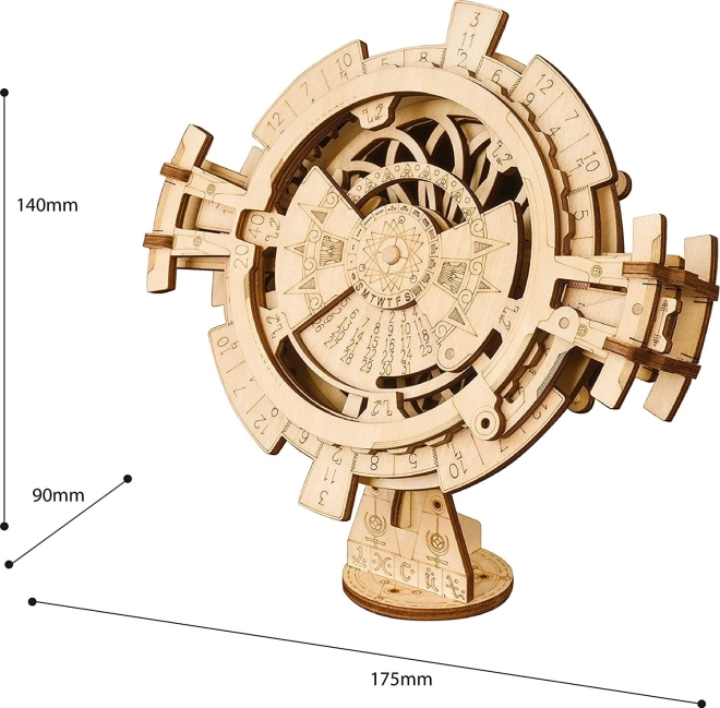 3D drevené mechanické puzzle Stolný kalendár