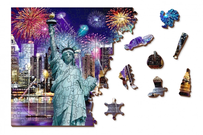 Drevené puzzle Nočná New York 2v1