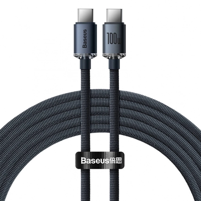 Baseus Crystal Shine kábel USB-C na USB-C, 100W, 2m (čierny)