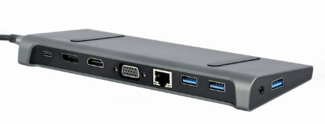 Adaptér USB-C 9v1 s HDMI, USB-C PD, VGA, DP, USBx3, Audio a LAN