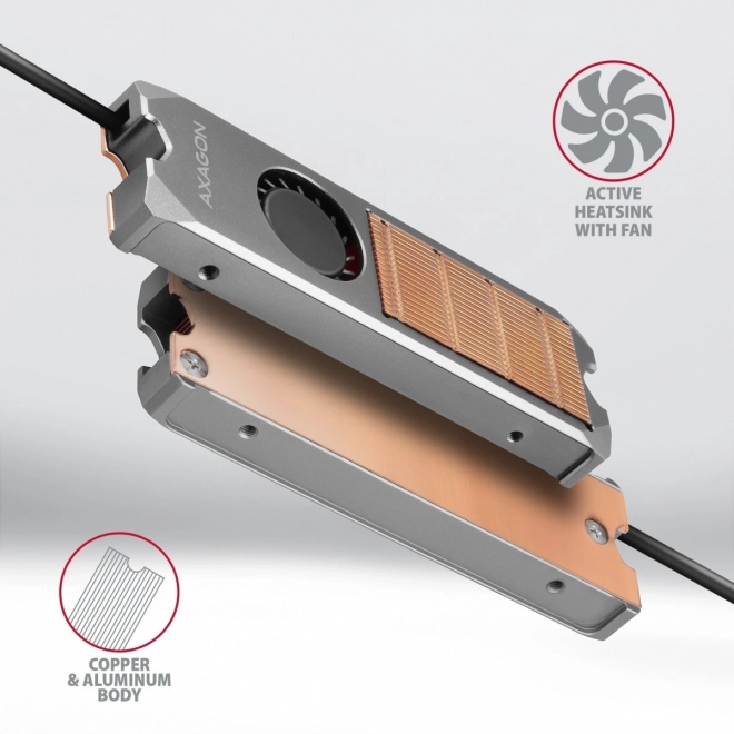 Medený chladič s ventilátorom pre M.2 SSD disky