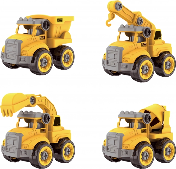 Skrutkovacie stavebné auto 4 ks 13 cm