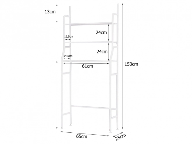 Kúpeľňová polička nad práčkou s 3 úrovňami
