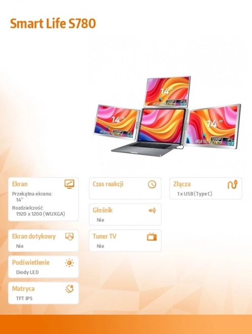 Prenosný monitor pre notebook Smart Life 14 palcov