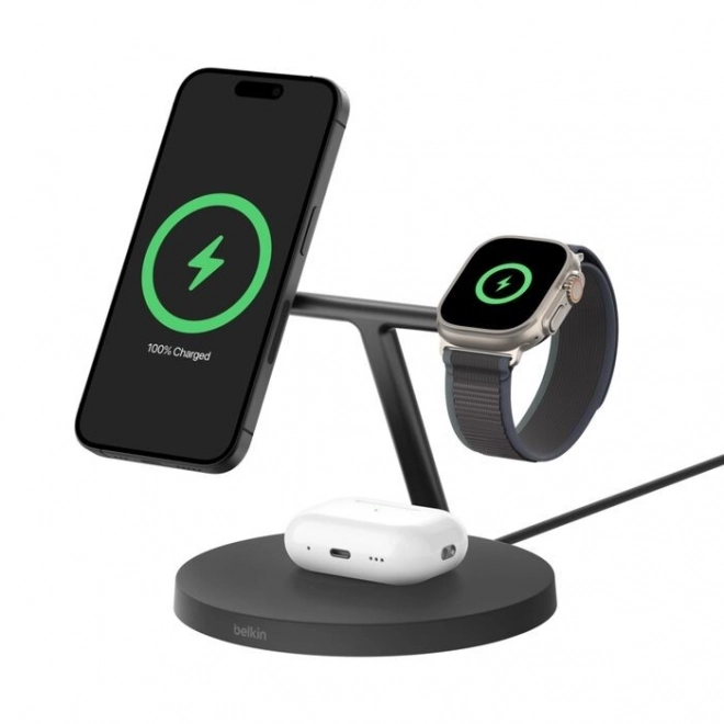 Nabíjačka Boost Charge Pro 3v1 Qi2 15W nastaviteľná čierna