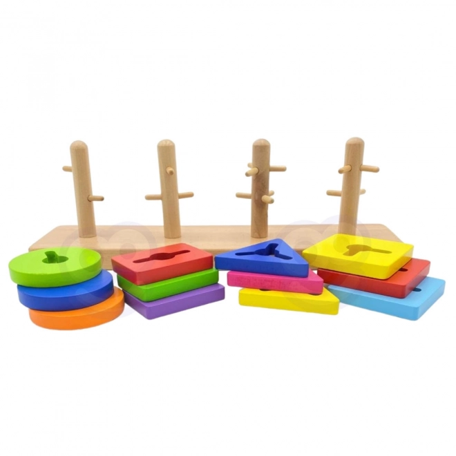 Drevený geometrický triediaci skladací set Viga